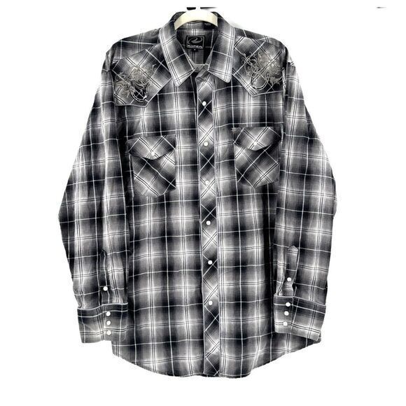 Roper Western Shirt Pearl Snap Mens Embroidered Horseshoe Long Sleeve XL Cowboy - Picture 8 of 10